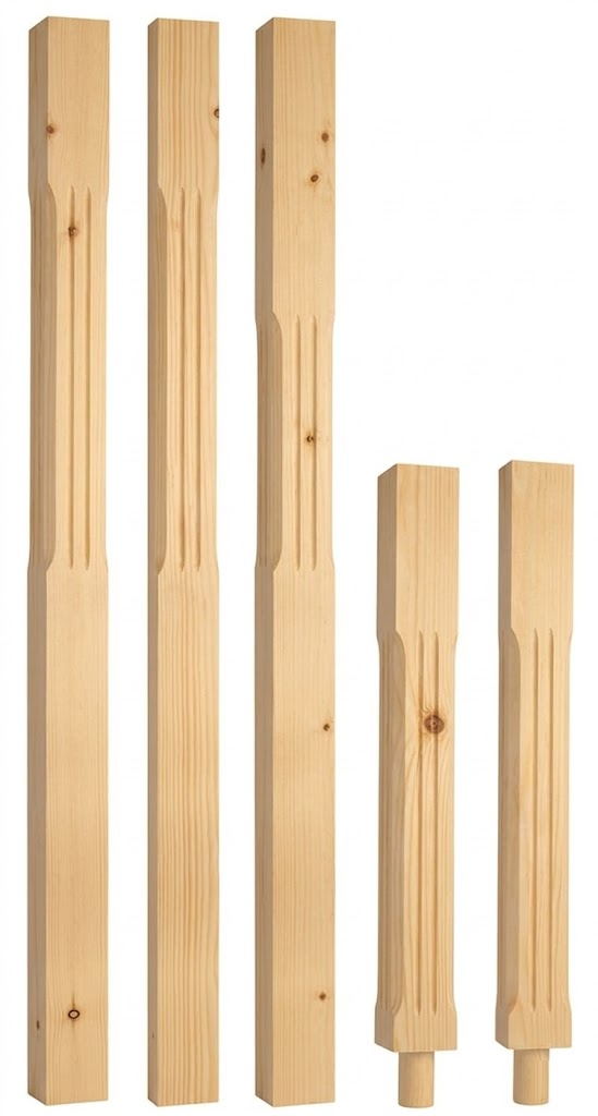 Pine Stop Chamfer Fluted Newels